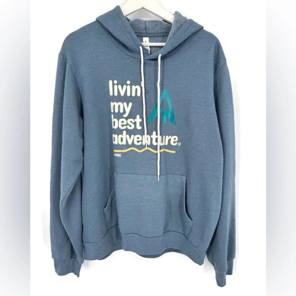 Bella + Canvas Livin My Best Adventure Graphic‎ Hoodie Blue Large